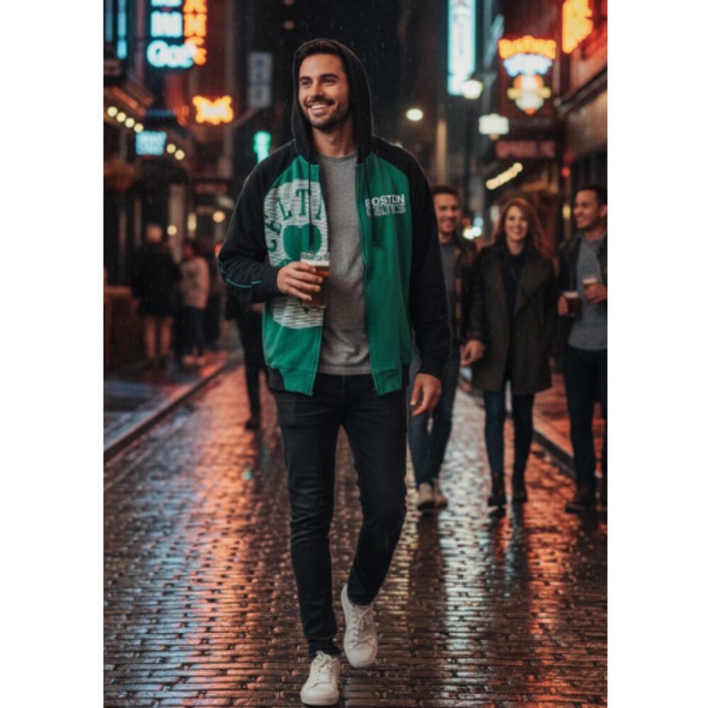 adidas Black and Green Men's Zip Up Sweater